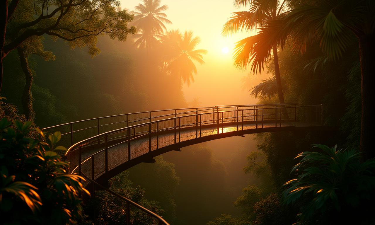 A stunning tropical garden with a canopy walkway designed by Sungei Gardens.