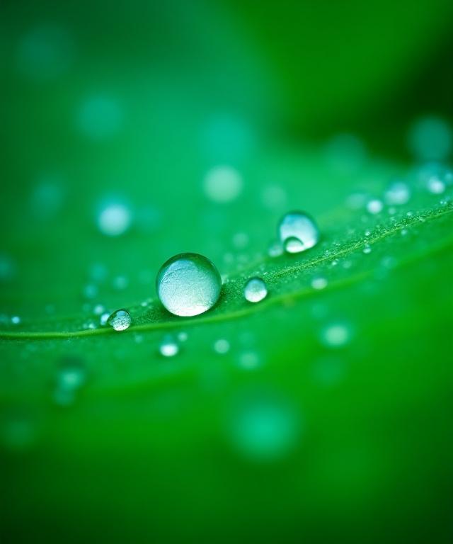 Close-up of a vibrant taro leaf with fresh morning dew, symbolizing nature and freshness.